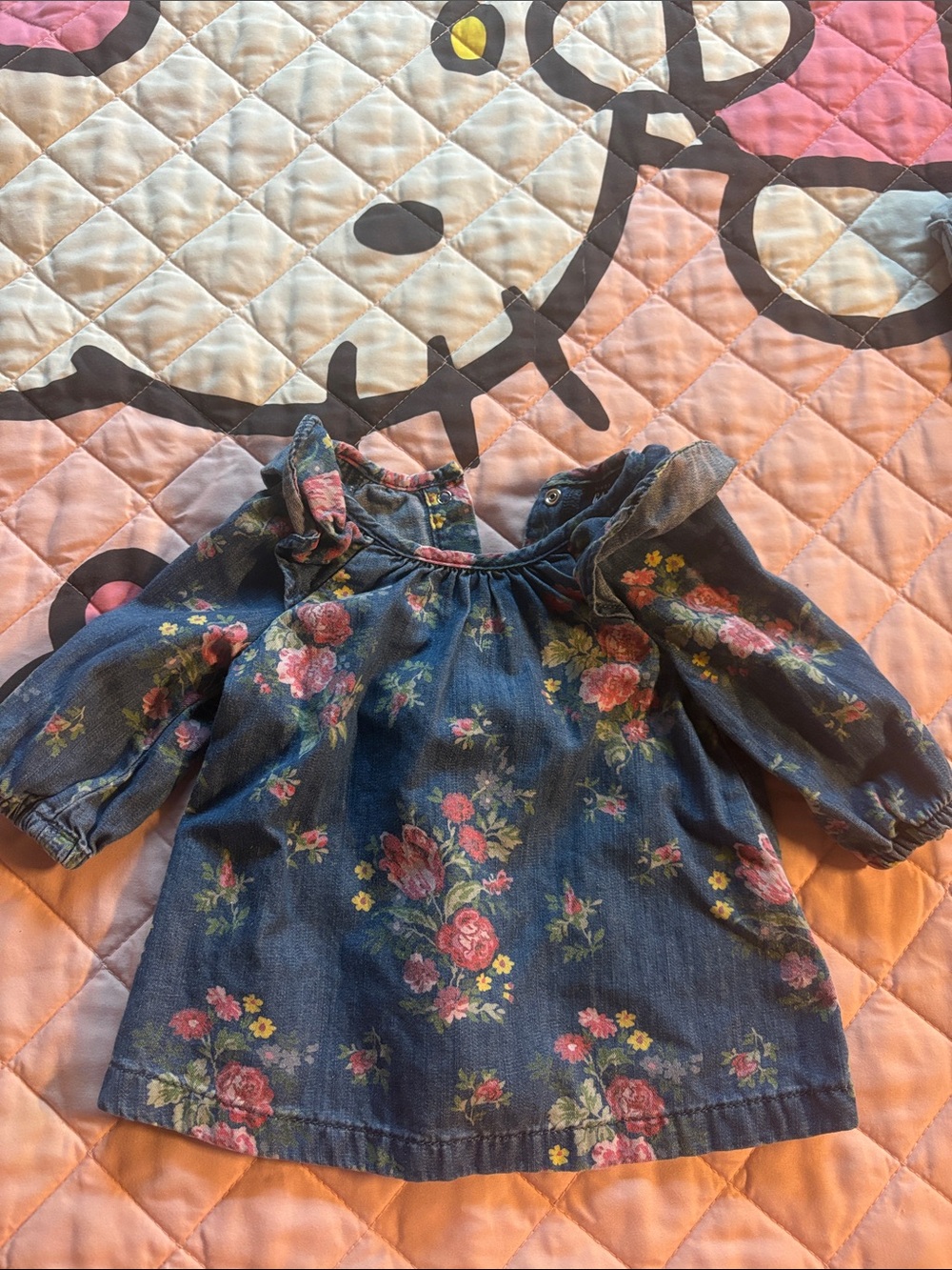 GAP Girls Blue Floral Denim Tunic